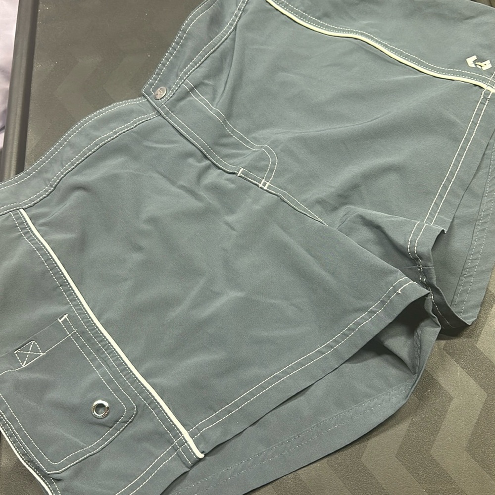 XXL swim shorts gray with white stitching